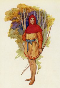 Robin era um aventureiro mesmo na sua juventude (litografia a cores) de Harry George Theaker