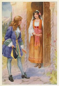 Ruyz de Alarcon e a Rosa de Alhambra (litografia a cores) de Harry George Theaker
