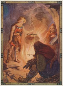 "Ela encontrou tudo como deveria ser", Taliesin (litografia a cores) de Harry George Theaker