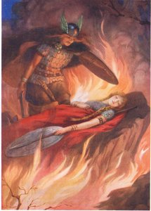 Sigurd e Brynhild" de "A Espada dos Volsungos" ilustrado em "Children