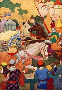 O primeiro torneio de Sir Lancelot (litografia a cores) de Harry George Theaker