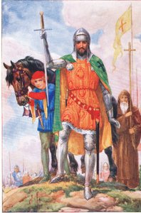 O Grão-Mestre de Alicantara e o eremita (do Grão-Mestre de Alcântara), ilustração de "Tales of Alhambra", c.1940 (litografia a cores)