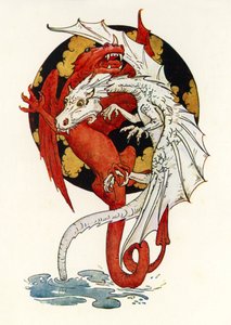 A luta entre os dragões (litografia a cores)