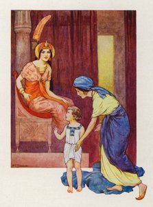 A mãe de Moisés levou-o à Princesa (litografia a cores) de Harry George Theaker
