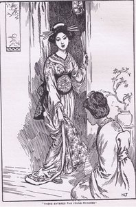 Entrou a jovem princesa (da Princesa que usa taça) (litografia) de Harry George Theaker