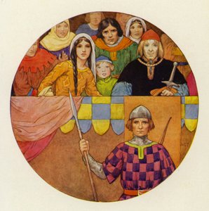 Houve uma brilhante reunião de cavaleiros e damas na tribuna (litografia a cores) de Harry George Theaker