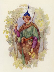 Não havia em toda a região das Midlands uma esposa tão justa e amorosa como a de Maid Marian para Robin Hood (litografia a cores)