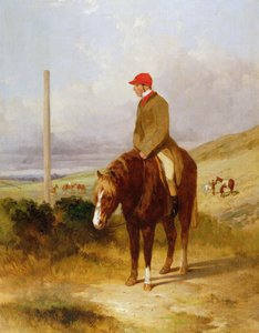 Nat Flatman (1810-60) em seu pônei antes do início do 1844 Chesterfield Stakes, 1844