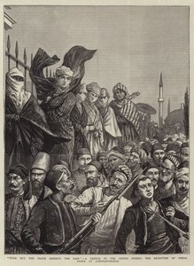 Nada, mas o Bravo merece a Feira, um esboço na multidão durante a recepção de Osman Pasha em Constantinopla de Harry Hamilton Johnston