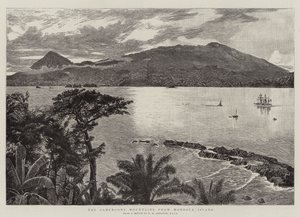 As montanhas de cameroons da ilha de Mondole