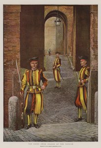 Guardas suíços do papa no Vaticano (chromolitho) de Harry Hamilton Johnston