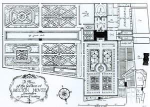 Um plano dos jardins em Belton House, Lincolnshire, como anteriormente existente, c.1900 de Harry Inigo Triggs