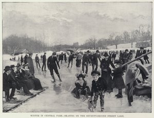 Inverno no Central Park, Patinando no Lago da Rua Setenta e Segundo (foto a p/b)