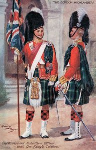 O Gordon Highlanders, Capitão e Oficial Subalternos, com as Cores dos Reis (cor litho)