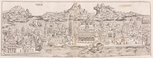 Reimpressão de 1930 da vista de Veneza da Crónica de Nuremberga (cortada) de Hartmann Schedel