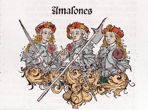 Amazonas em "Liber Chronicarum" de Hartmann Schedel impresso em Nurembergue em 1493. de Hartmann Schedel
