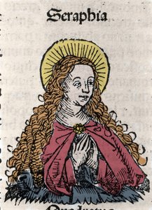 Retrato de Santa Serafia (Serapia) (Serafia da Síria), mártir cristã do século II. De "Crônicas de Nuremberg" de Hartmann Schedel