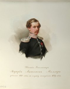 Retrato de Eduard Antonovich Moller 1820-1879 Do álbum dos guardas imperiais de cavalos, 1846-1849