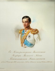 Retrato do Grão-Duque Konstantin Nikolaevich da Rússia 1827-1892 Do álbum da Guarda Imperial do Cavalo, 1846-1849