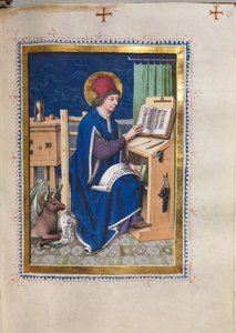 Livro do Evangelho com Retratos Evangelistas: São Lucas, 1480-1500. de Hausbuch Master