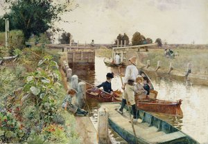 Barqueiros em uma eclusa no Tamisa, de Hector Caffieri
