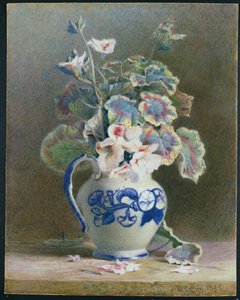 Gerânios em um jarro de China, 1875 (wc, guache no papel) de Hector Caffieri