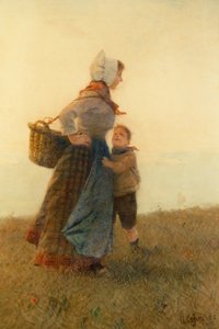 Mulher e criança (aguarela)