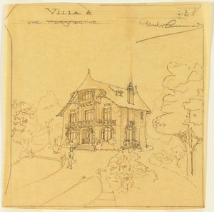 Vista em perspectiva de uma villa