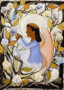 O Anjo São Francisco em Oração; Ange St. Francis en Priere, c.1947-48 (óleo sobre masonite) de Hector Hyppolite