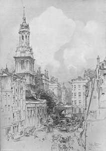 "St Magnus the Martyr mostrando o arco seco da Ponte de Londres e os restos da Taberna da Sereia",