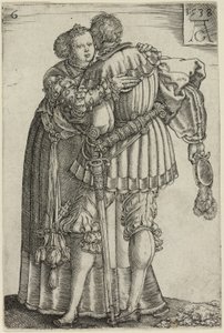 Casal se abraçando, prato seis de The Large Wedding-Dancers de Heinrich Aldegrever