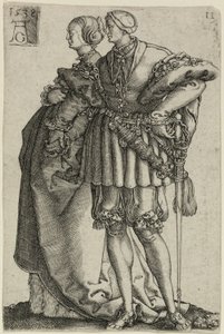 Casal Dançarino, prato onze de The Large Wedding-Dancers de Heinrich Aldegrever