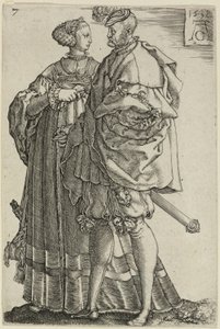 Casal Dançarino, prato sete de The Large Wedding-Dancers de Heinrich Aldegrever