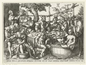 festa do rico Parábola de Lázaro e o Rico (título da série) de Heinrich Aldegrever