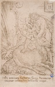 Heracles Capturando a corça de Cerinéia, da série:  Os Trabalhos de Hércules (13) de Heinrich Aldegrever