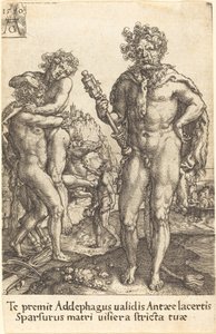 Hércules e Anteu, 1550. de Heinrich Aldegrever