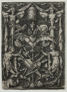 Design de ornamento com um bastão no centro, 1550. de Heinrich Aldegrever