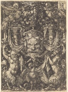 Ornamento com máscara, águia entre sátiros abaixo de Heinrich Aldegrever