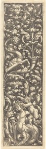 Ornamento com uma criança nas costas de uma esfinge, 1535. de Heinrich Aldegrever