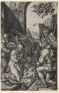 A adoração dos pastores de Heinrich Aldegrever