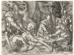 A Parábola do Bom Samaritano: Os Ladrões Atacando os Viajantes de Heinrich Aldegrever