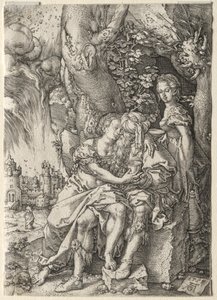 A história de Lot: Lot com suas filhas de Heinrich Aldegrever