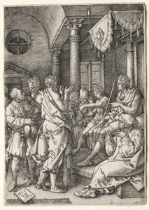 A história de Susanna: Daniel interrogando os anciãos. de Heinrich Aldegrever