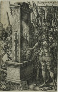 Titus Manlius decapitando seu filho de Heinrich Aldegrever