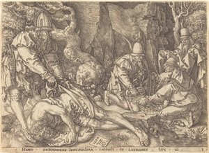 Viajante entre ladrões de Heinrich Aldegrever