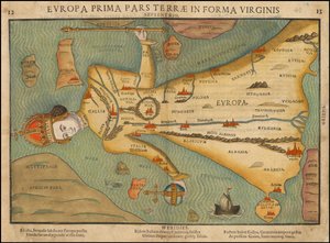 Mapa antropomórfico da Europa da década de 1580 de Heinrich Bünting de Heinrich Bünting