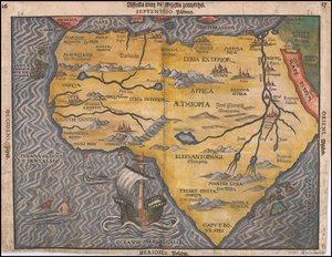 Mapa de África de 1592, em checo, de Heinrich Bünting de Heinrich Bünting