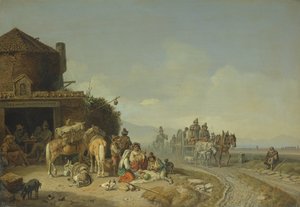 Viajantes antes de uma pousada na estrada