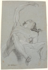 Homem nu, visto "de sotto in su". Estudo para figura na pintura de teto