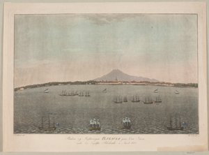 A cidade e fortaleza de Batavia na ilha de Java durante o bloqueio inglês no ano de 1800